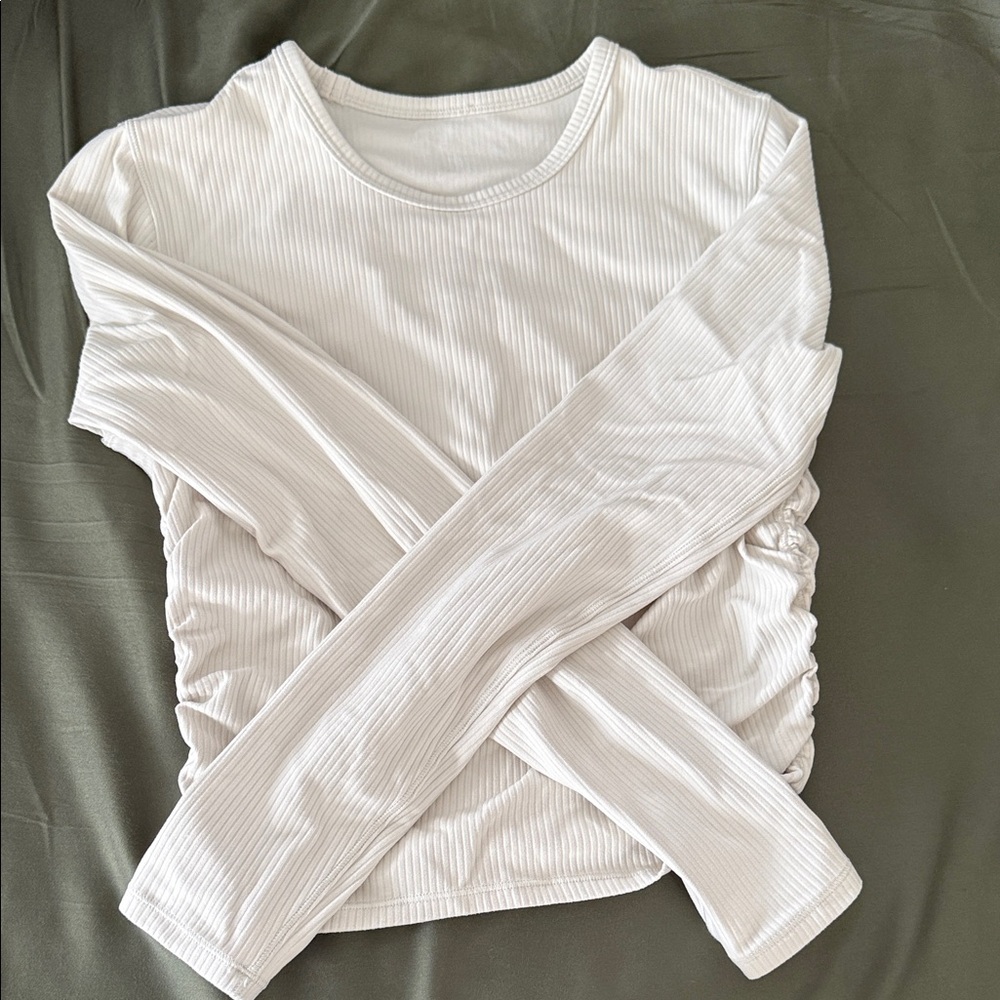 lululemon athletica Cream Ribbed Long Sleeve Top